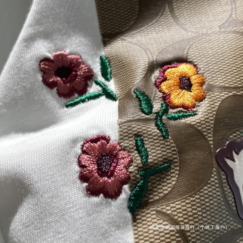 25年春新作CH満印馬車半袖寇家刺繍花柄半袖tシャツカップル上着|undefined