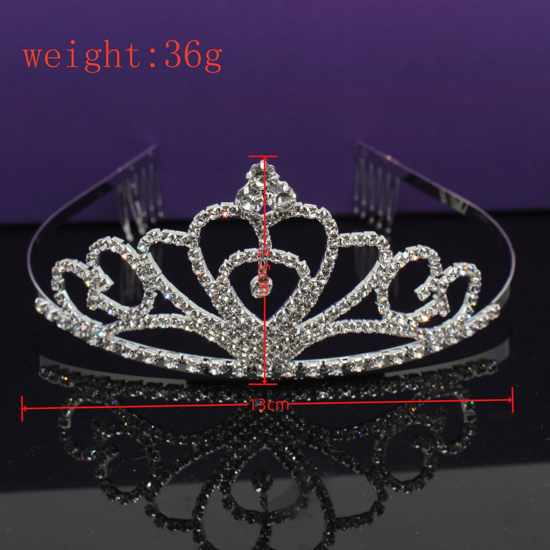 Vestido de novia con corona de diamantes de imitación vestido de novia fiesta de cumpleaños antideslizante atmosférico peine para el cabello joyería nueva diadema al por mayor