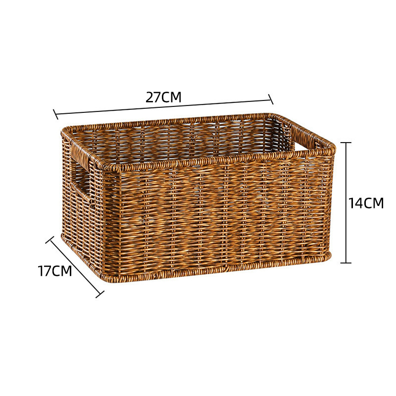 Cesta de almacenamiento de tela de caña imitación ropa sucia juguetes bocadillos cesta de almacenamiento de artículos de bambú tejido casero sala de estar gabinete de televisión escritorio completo