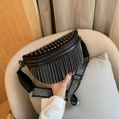 Trendy 2022 Fashion Handbag with High Quality and Stylish Design, Single Shoulder Women's Bag, Crossbody Wide Strap, Versatile, Ins Style with Fringe Top Bag