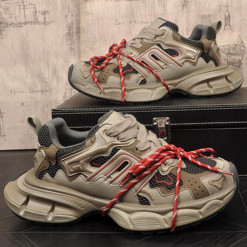European Fashion Trendy Brand Sneakers, Original Niche Style Mesh Shoes, Men's Breathable Retro Distressed Dad Shoes
