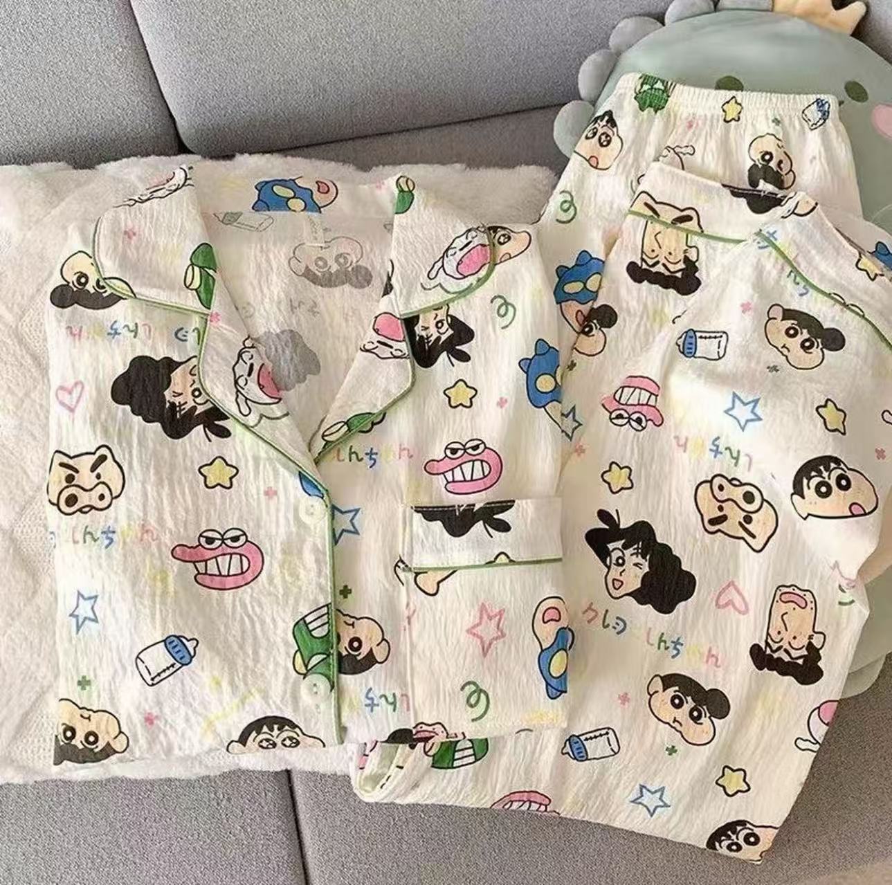 Venta al por mayor transfronteriza de algodón de nube pijamas de cachorro rizado simple japonés pantalones de manga larga de primavera y otoño para mujer