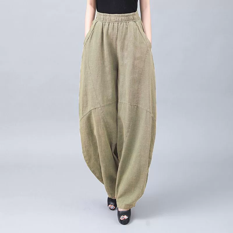 Винтажный китайский стиль, ранняя осень, чистый хлопок, имитация хлопка и льна, женские свободные брюки для медитации, тай-чи, длинные брюки-шаровары, брюки-фонарики, дизайн для женщин.