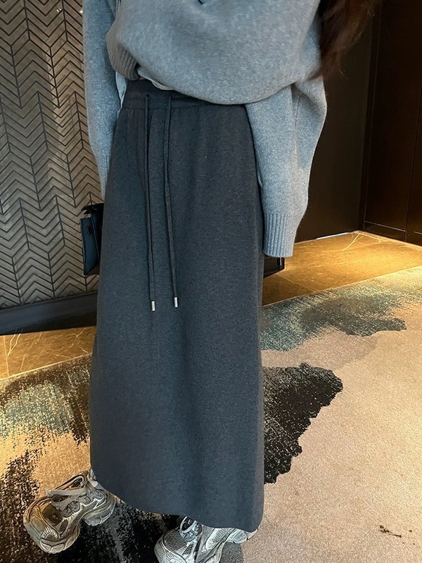 基础款wan能实用又百搭高腰显瘦半身裙开叉针织裙女|undefined