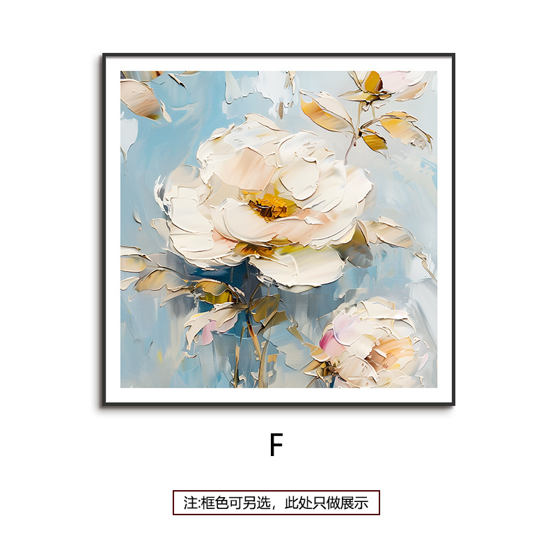 Pintura al óleo simple estilo flor cuadrado dos piezas pintura decorativa hermosa sala de estar comedor pintura colgante dormitorio pasillo mural