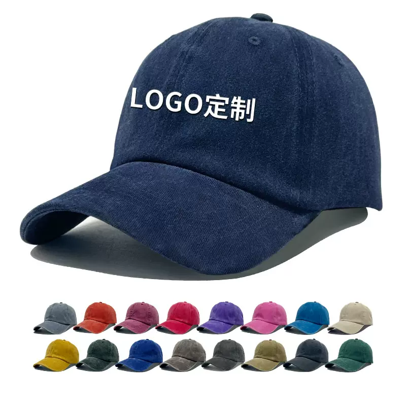 跨境纯棉水洗棒球帽定制批发透气防晒软顶鸭舌帽品质保证帽子刺绣