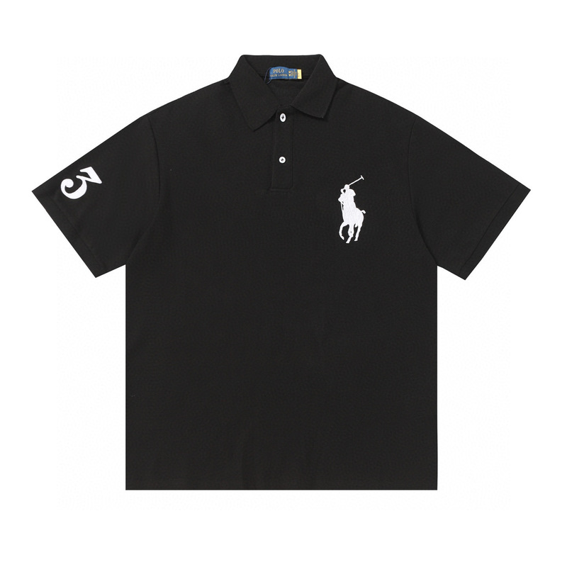 跨境拉夫三匹小马logo刺绣休闲赛马翻领Polo衫T恤短袖青年商务男|undefined