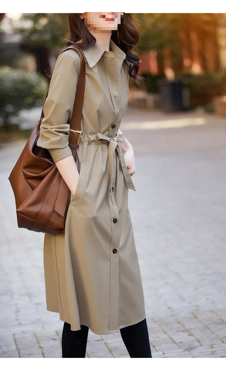 Trench leggero da donna, primavera 2025, nuovo stile coreano, elegante, trendy, cappotto petite, giacca-camicia di media lunghezza_voghion.com