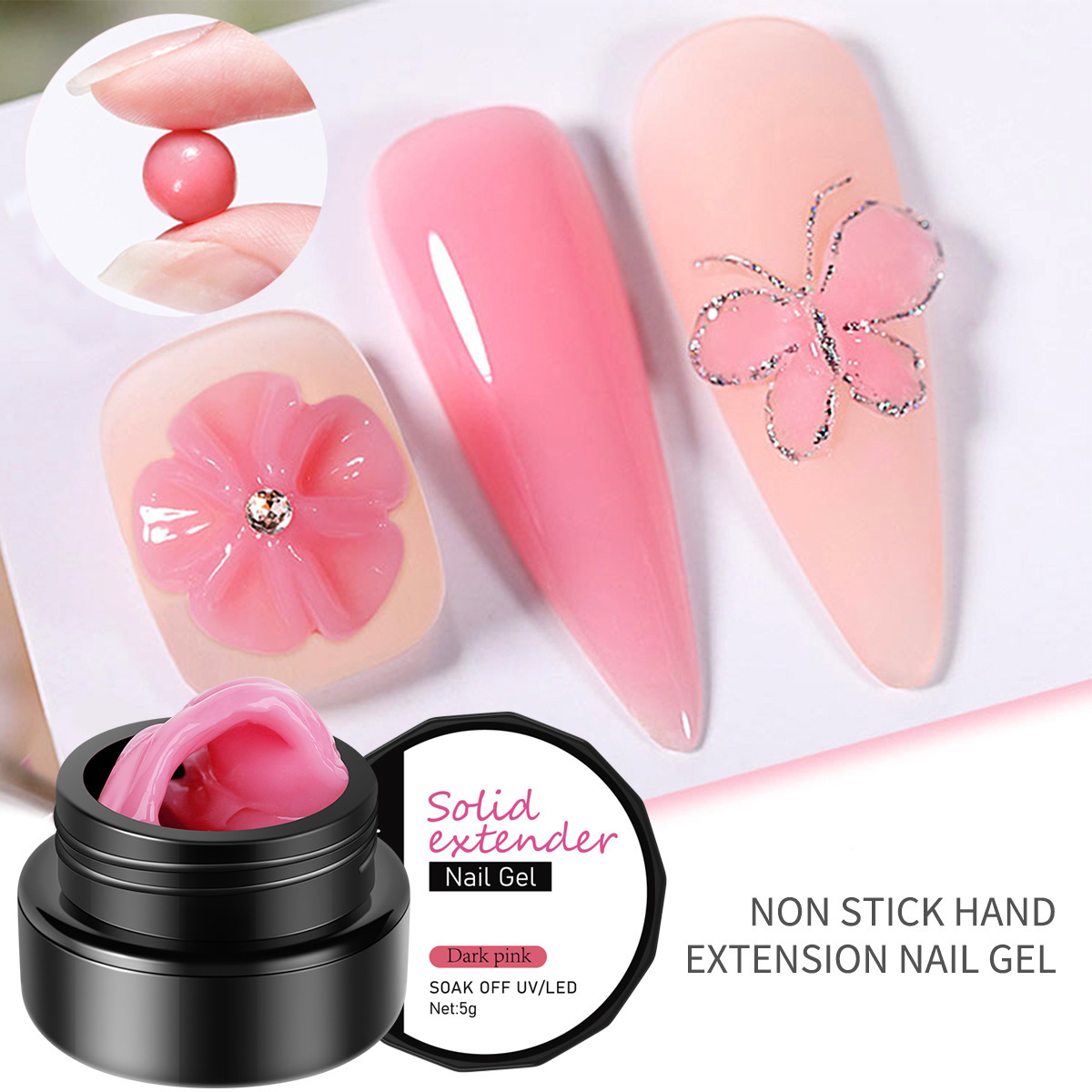 Pegamento de extensión de Arte de uñas enlatado sólido tallado que forma soporte sin papel antiadherente mano extensión rápida parche de uñas
