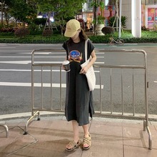 2023新款夏季韩系无袖T恤长裙原宿风ins学生上衣女背心时尚连衣裙