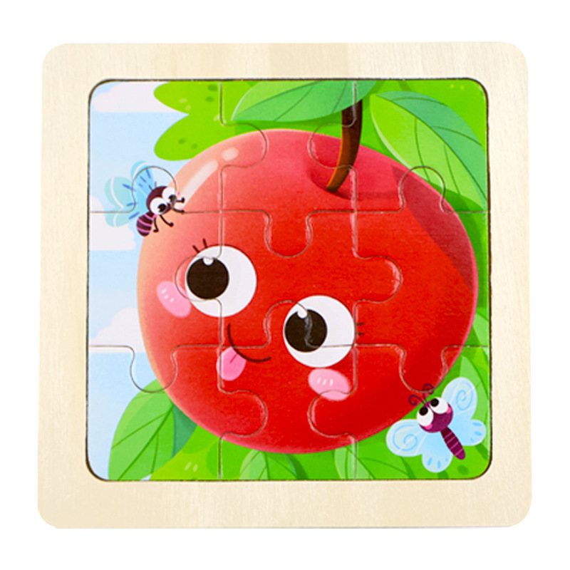 Fábrica directa de niños pequeños 9 piezas de dibujos animados de madera plano rompecabezas puzzle puzzle juguetes de educación temprana para bebés image 40