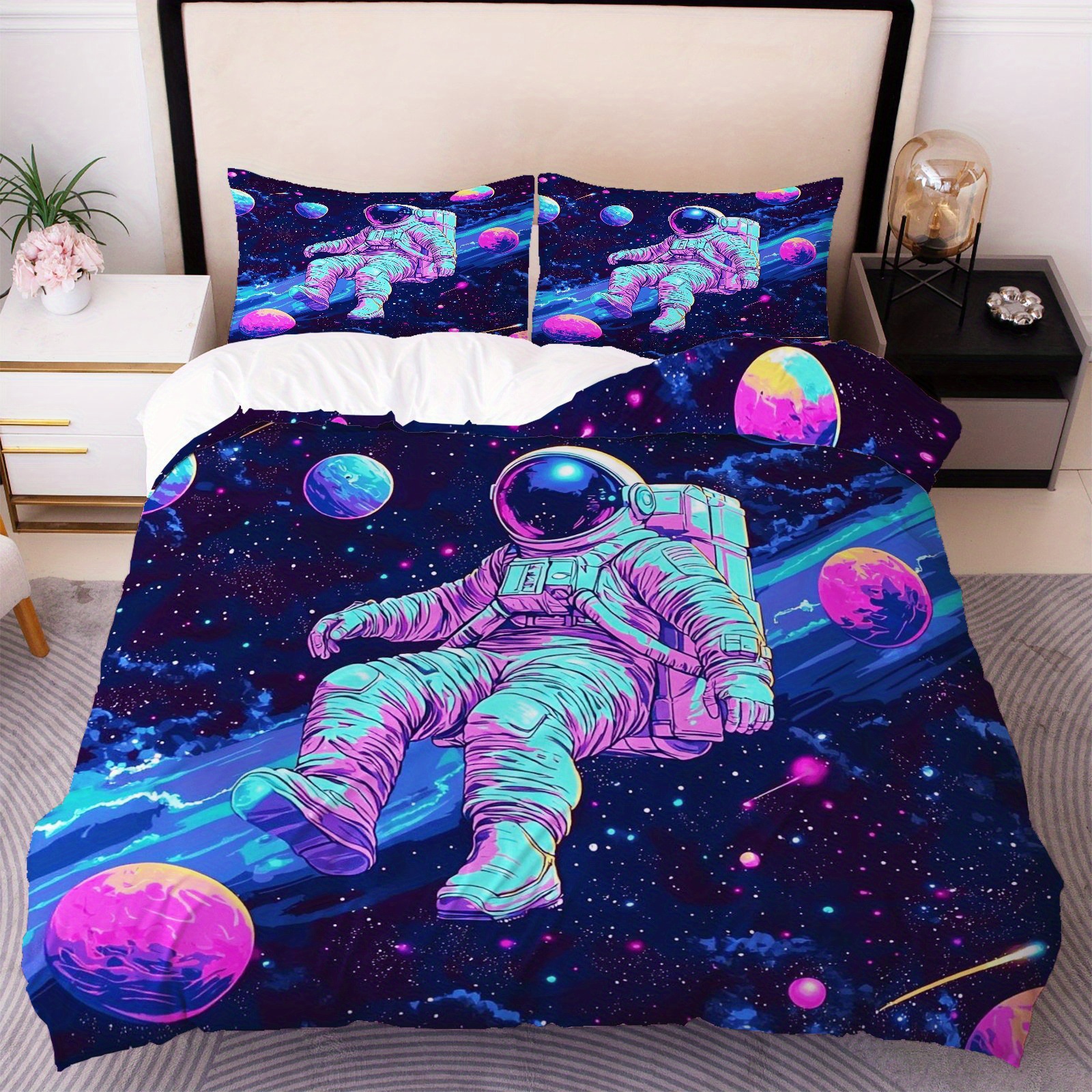 Transfronterizo textil doméstico astronauta suave impresión digital abrasión quilt kit fuente soporte de fábrica TEMU / JIT