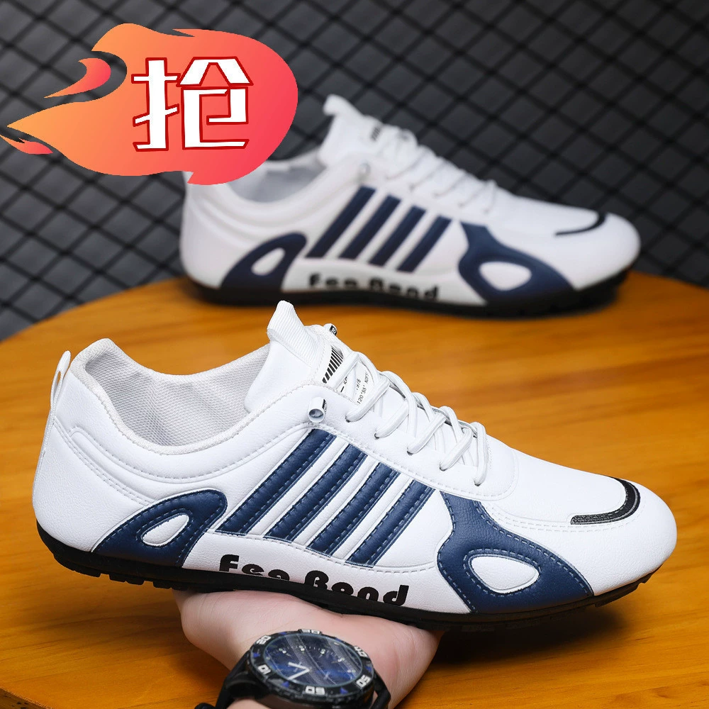 Прямые поставки с фабрики 2024 мужские туфли осень новые кожаные мягкая подошва дышащие повседневные мужские балетки однотонные.