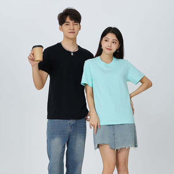 Summer cotton solid base body-friendly white short sleeve T-shirt