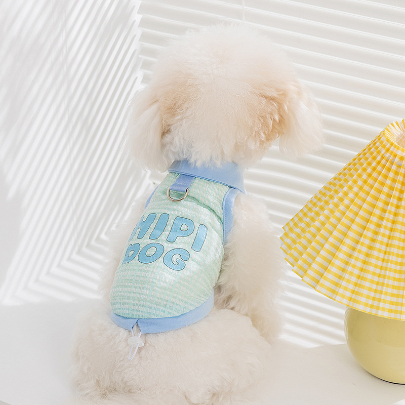 Primavera y verano perros camisas de cuello cuadrado perros pequeños y medianos Teddy Bear chaleco gato ropa de perro delgada