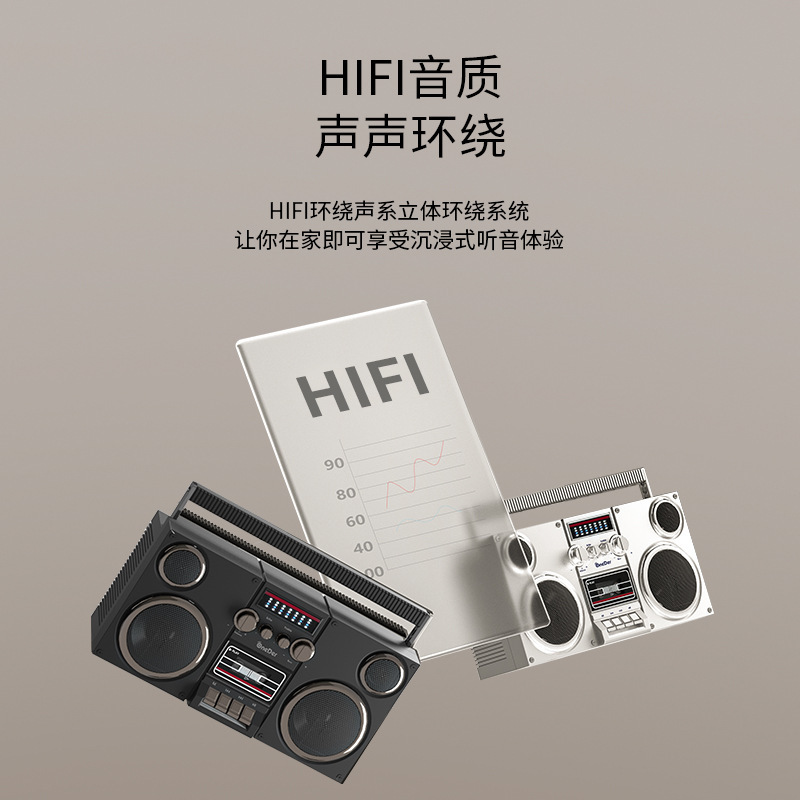 ストリート大型レトロラジオテーププレーヤー Bluetooth オーディオマルチメディアプレーヤー重低音サブウーファースピーカー|undefined
