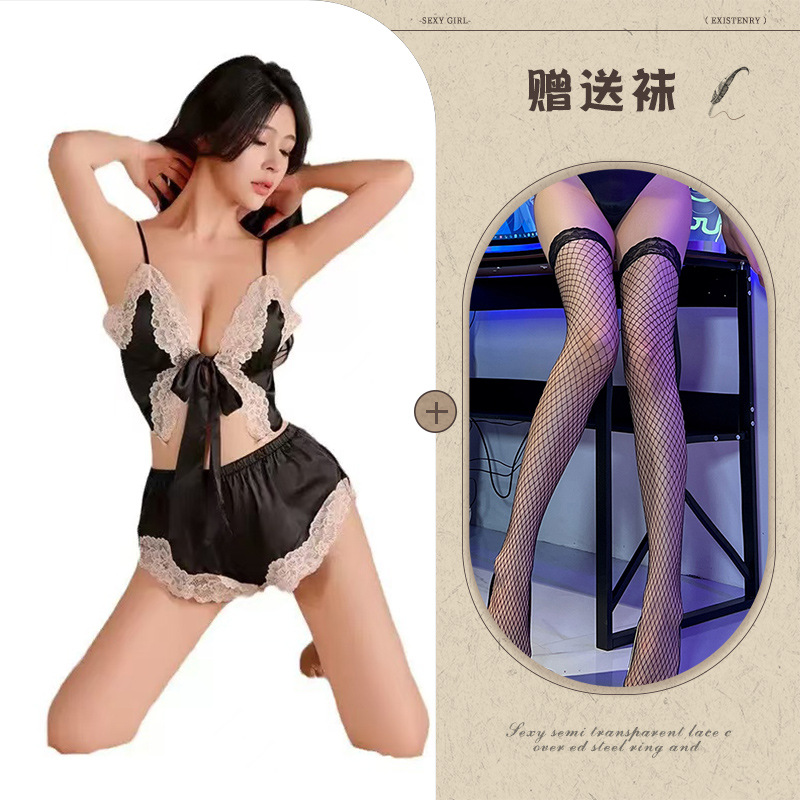 블랙 + 블랙 망사 스타킹