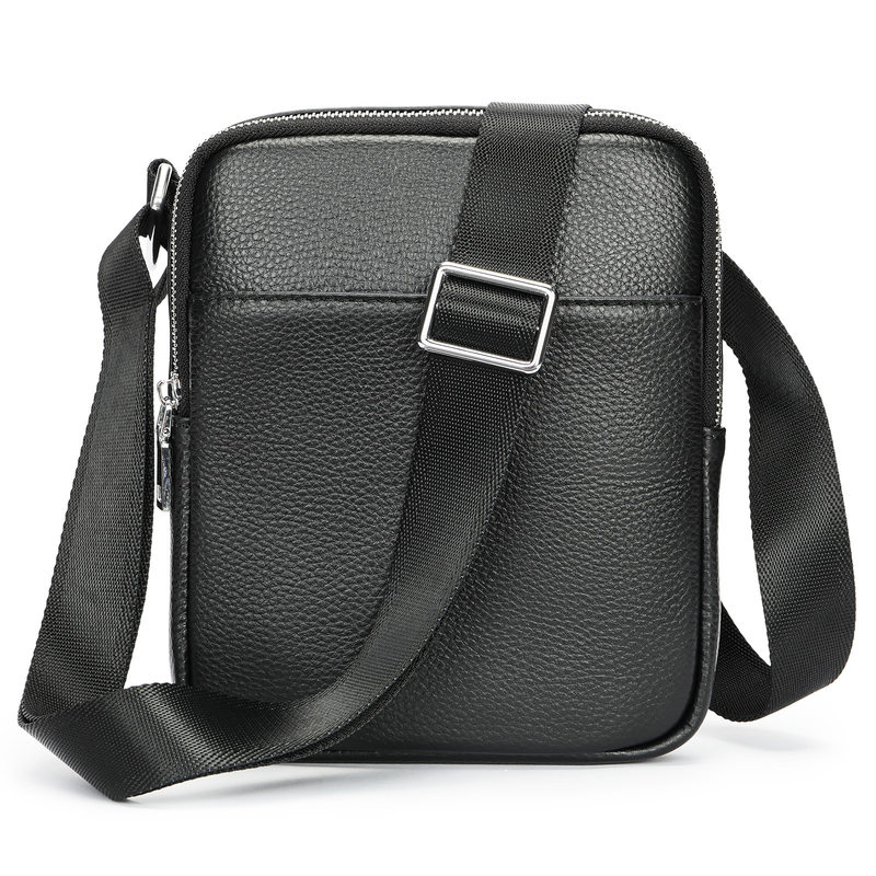 Túi đeo chéo nam da bò cao cấp 17×3×21,5 cm — 6124 Đen (hoa văn vải), Cà phê, Màu nâu sẫm, màu nâu