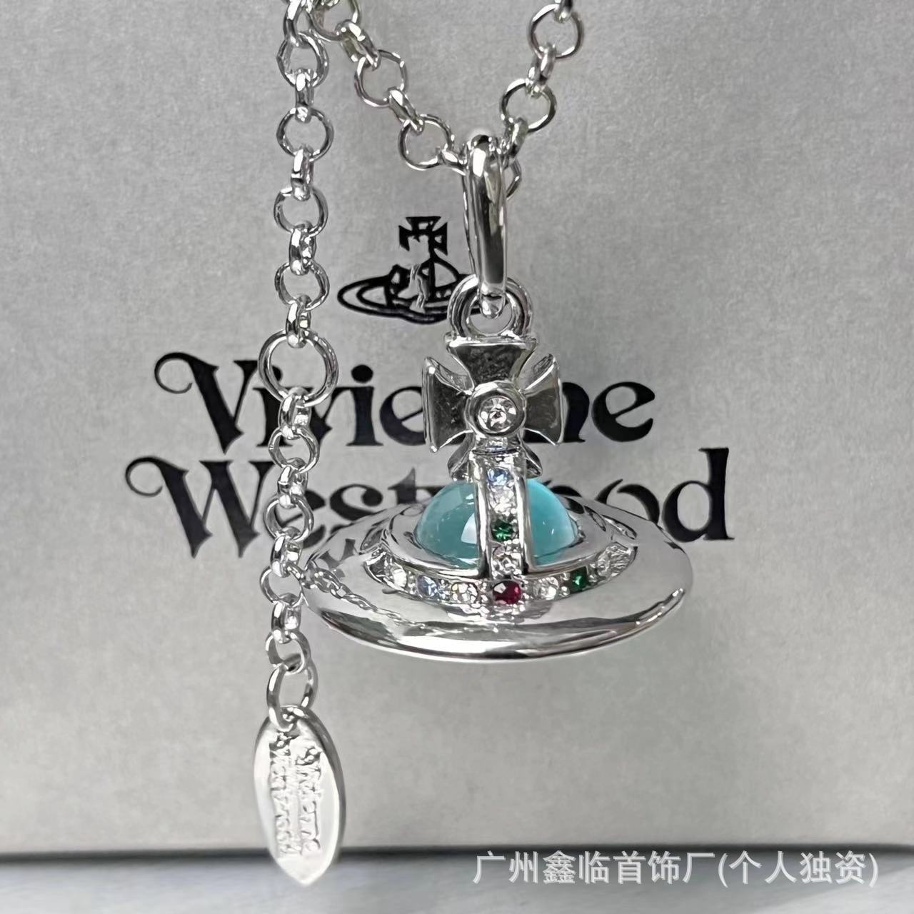 High-End Version of Empress Dowager's Medium-Sized Orb Saturn Necklace, Vivienne Classic Multicolor Three-Dimensional Planet Clavicle Chain Wholesale