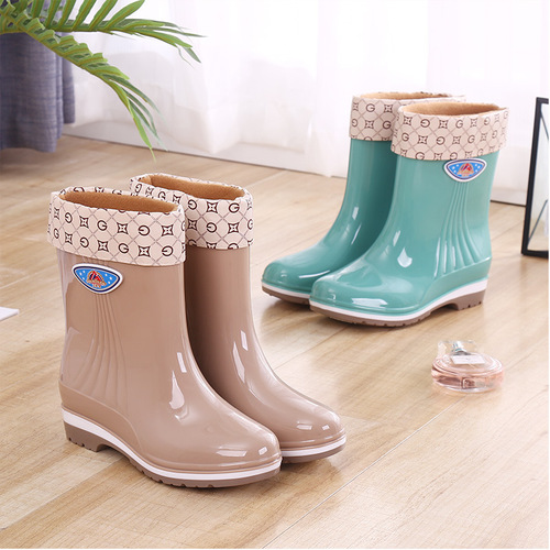 Korean Short Boot Ladies Rain Boots Water Shoes Women Rain Boots Fashion Waterproof Shoes Kitchen Non-slip Rubber Shoes Work Boots Summer