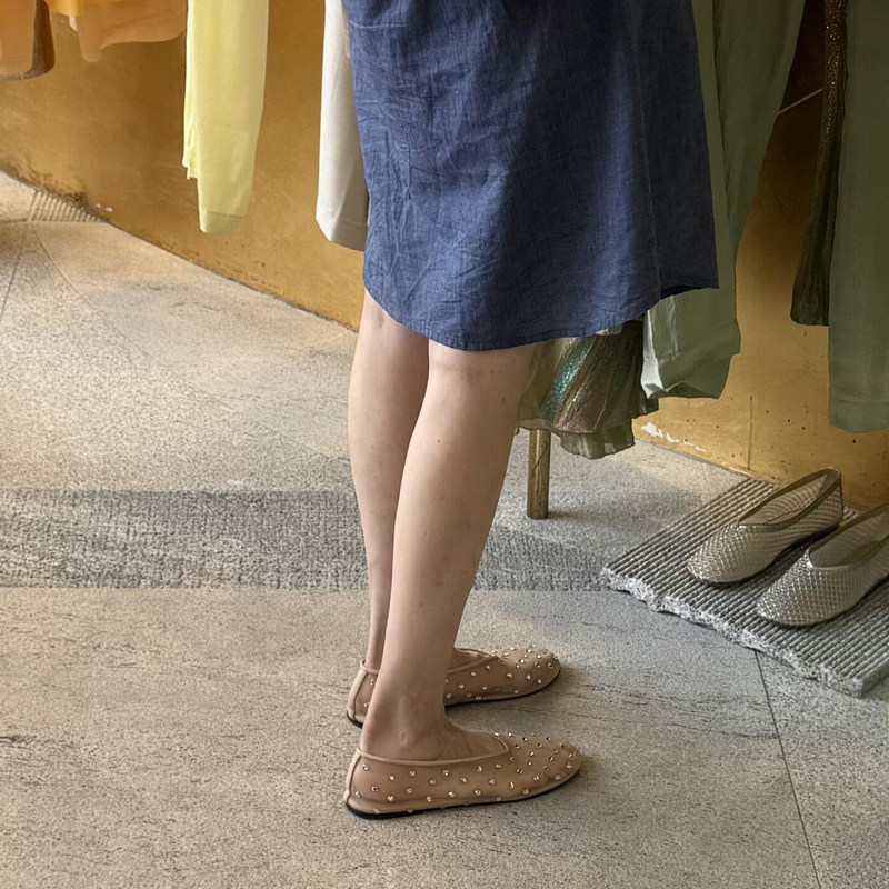 Sheepskin Version of Stunning Rhinestone Flats for Women, Breathable Mesh Mary Jane Shoes, Soft-Soled Hollow-Out Ballet Flats, Sandals