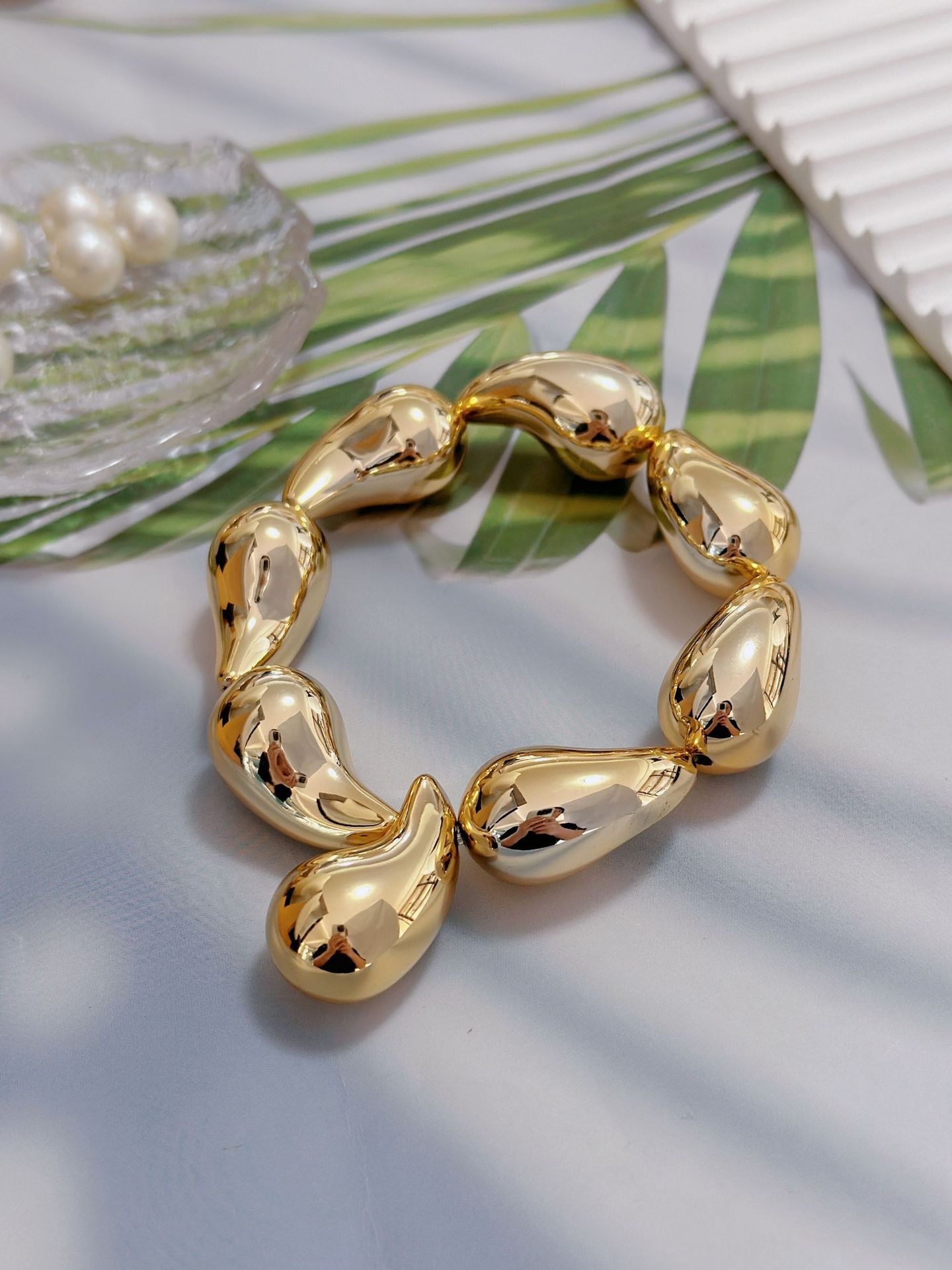 Copper Chain Material Copper Asymmetrical Balloon Plating Printing Water Droplets Rhombus Bracelets Bangle