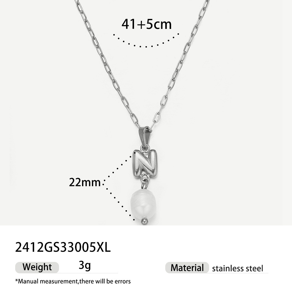 TENA collar de acero inoxidable de perlas verdaderas simplista de alto nivel nicho de diseño de acero de titanio collar de collar para mujeres image 29