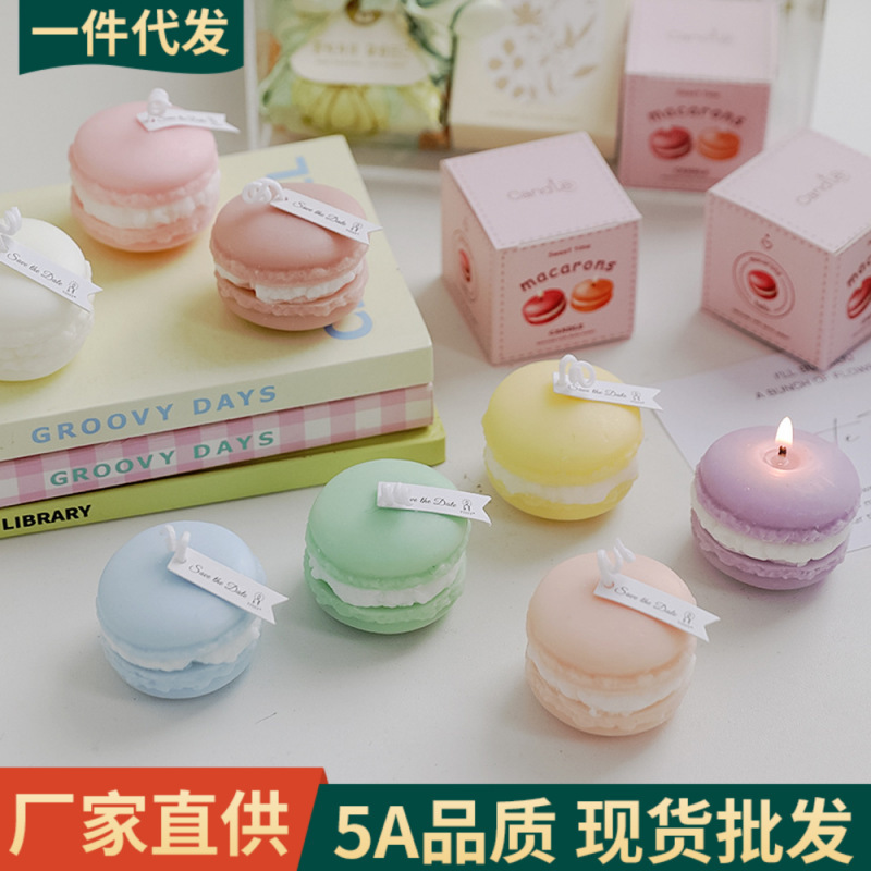 スポット卸売マカロン香りキャンドルインスタイル写真小道具 diy 誕生日ギフト香りキャンドルギフトボックス|undefined