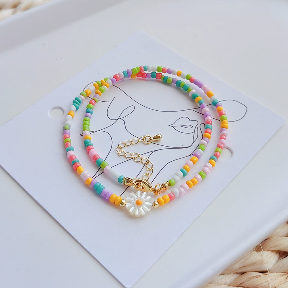 11g Weight Necklace Classification 1 Piece Quantity Simple Style Round Glass Seed Bead Copper Beaded Women's Necklace
