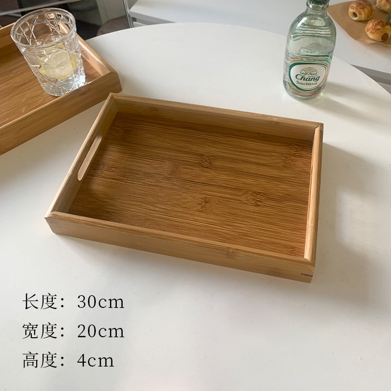 Ins風竹木トレー長方形家庭用食事皿実木茶器水杯日本式スナックケーキ木製トレー|undefined