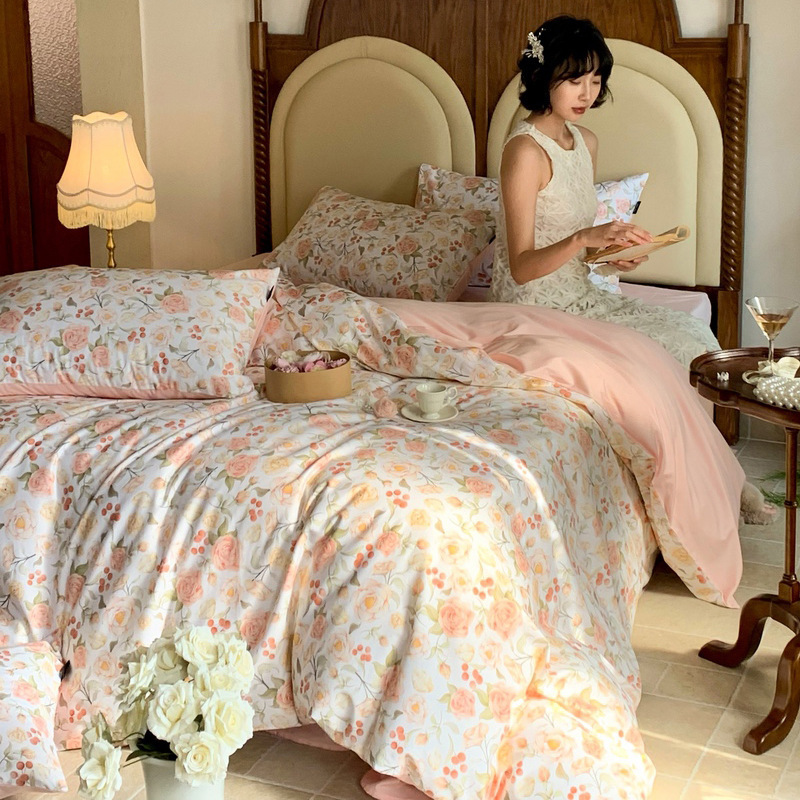 Parure de couette en coton satiné linge de lit doux et confortable_voghion.com