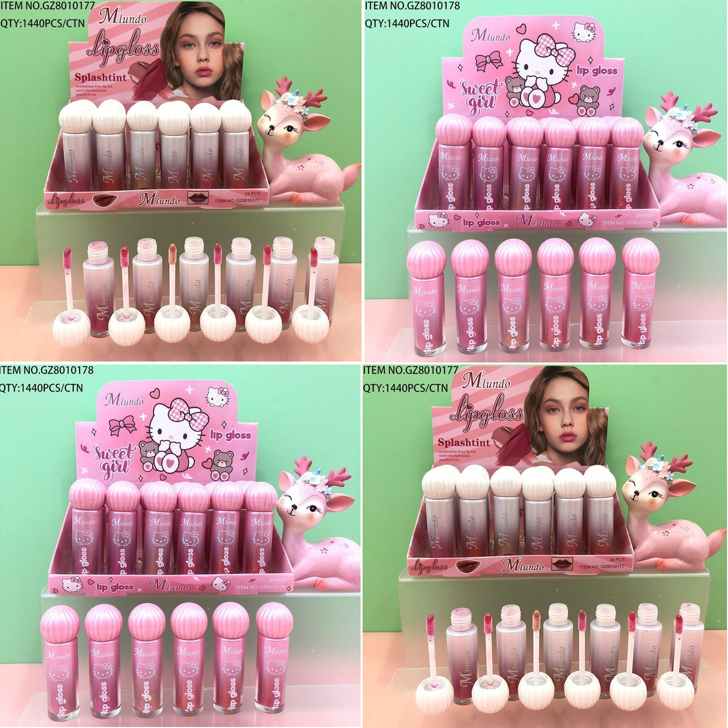 Nuevo producto Mlundo, brillo labial de 6 colores con un brillo acuoso, brillo labial en gel voluminizador para estudiantes, venta al por mayor.