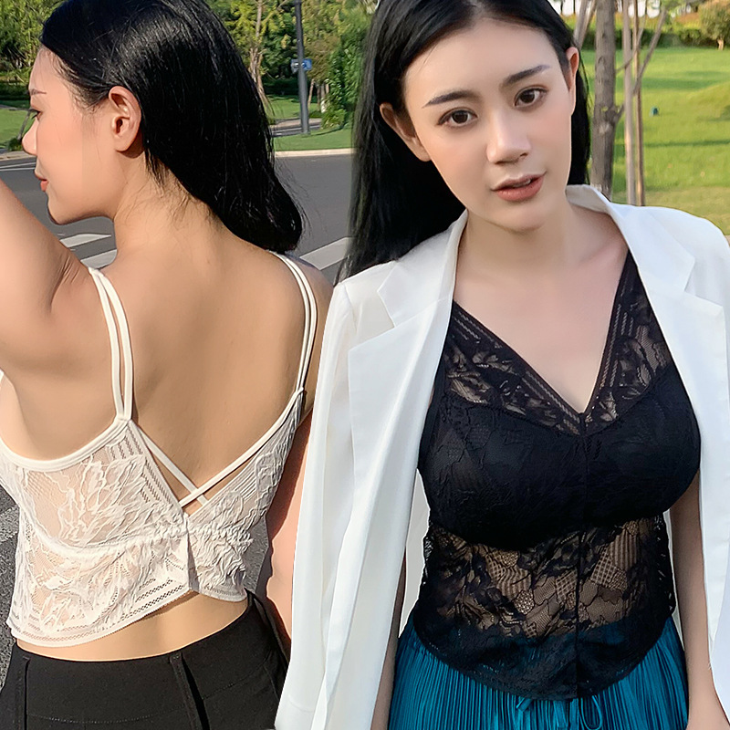 Spring New Style Beautiful Back Inner Vest Comfortable Sexy Large Backless Base Outer Wear with Chest Pad Large Size Sling Underwear