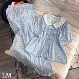 2025春季韩版宽松休闲甜美娃娃领宽松简约春夏睡衣家居服外穿女