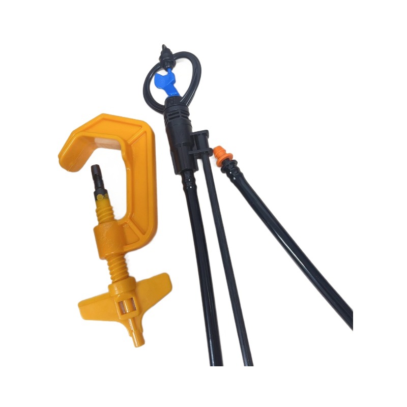 Juego de microaspersores tipo lluvia de 4 puntos con accesorios de conexión de varilla, juego móvil de tres piezas con tubo capilar 8/12 con tubos blandos y rígidos