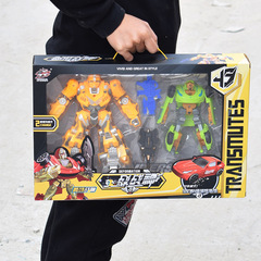 Boy Car Transformer Toy, Transformable Small Car Robot Model Toy, Large Gift Box, Training Class Gift