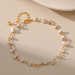 歐美流行首飾批發 銅鍍18K真金不規則碎石腳鏈波西米亞風度假足鏈