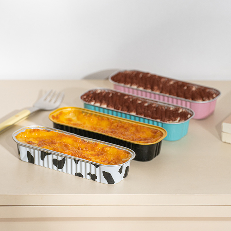 200ml cajas de aluminio de durian horneadas cajas de aluminio de tira larga cajas de papel de aluminio gruesas cajas de sushi rectangulares gruesas desechables