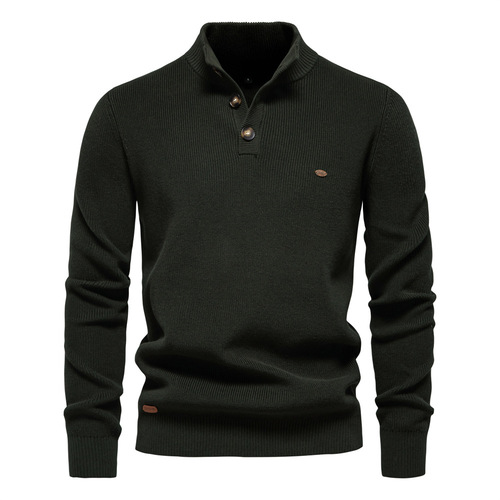 Autumn/Winter New Men's EU Code Cross-border Knit Sweater Men's Long Sleeve Half Zip Collar Plain Color Versatile Casual Fashion Sweater