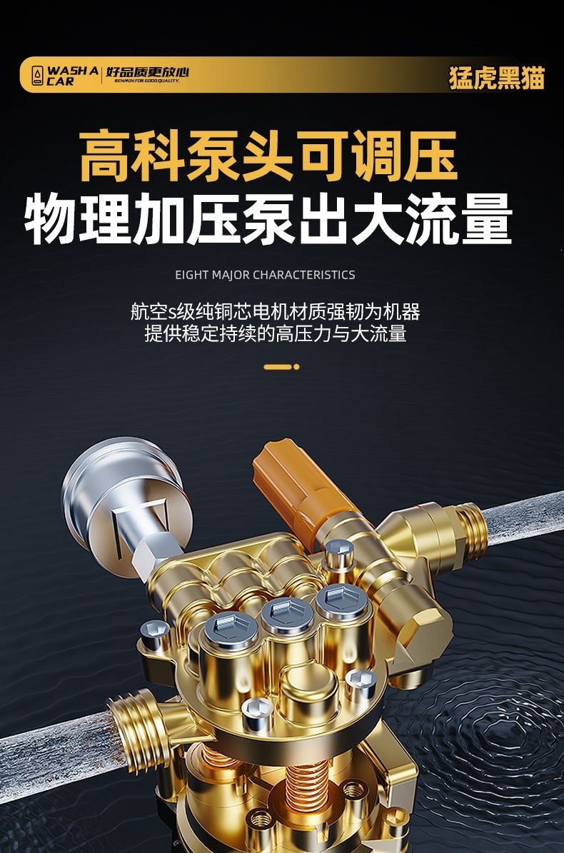 Menghu Black Cat Pressure Washer 220V Household High-Power Automatic Adjustable Pressure Car Washer