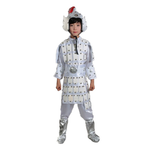 Children boys chinese ancient mulan ancient soldiers recitation sacred costumes Yang warrior general yue fei armour swordsman performance clothing