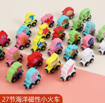 Los niños educativos magnéticos 27-Sección Digital carta de tren de montaje de arrastre de tráfico de animales de jardín de infantes juguetes de educación temprana