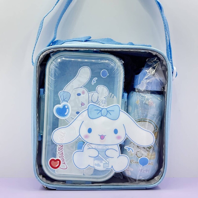 新しいかわいい漫画ランチボックスウォーターカップセット 2 ピース断熱バッグ付き学生学校弁当箱弁当箱|undefined
