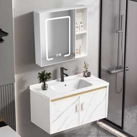 极简风浴室柜卫生间陶瓷洗脸盆一体洗漱通用组合家用阳台洗手台盆