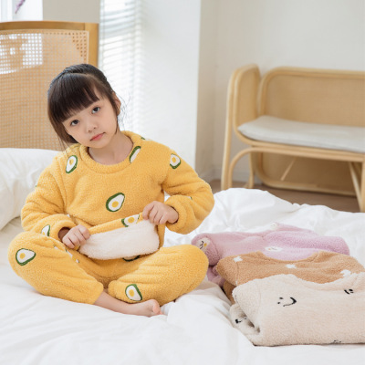 童装儿童秋冬2021新款卡通刺绣加绒儿童成人亲子睡衣家居服套装|ru