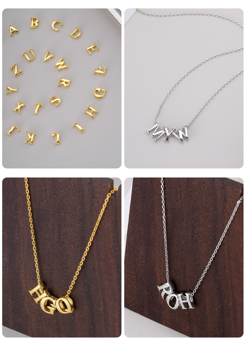 Holiday, Daily Occasion 925 Sterling Silver Material 1 Piece 925 Sterling Silver Letter Pendant Beads
