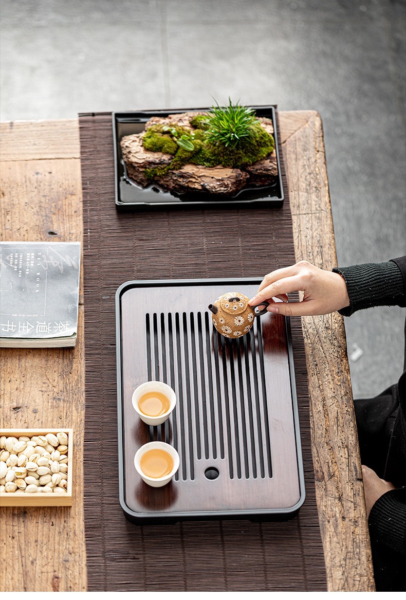 Melamine Tea Tray Set with Drainage Tray Small Kung Fu Tea Table for Home Tea Ceremony details