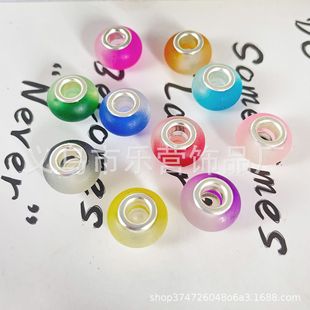 Color large hole beads baked rubber frosted loose beads two-color jelly candy color beaded bracelet beads DIY