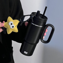 保温杯冰霸杯咖啡水杯便携办公大容量杯子车载把手带吸管保温杯