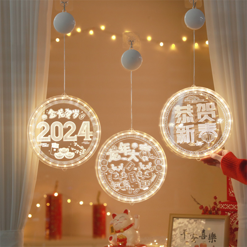 2024led Año Nuevo Lámpara decorativa Festival de Primavera luminoso fu carácter colgante Año Nuevo linterna ventana habitación diseño lámpara colgante